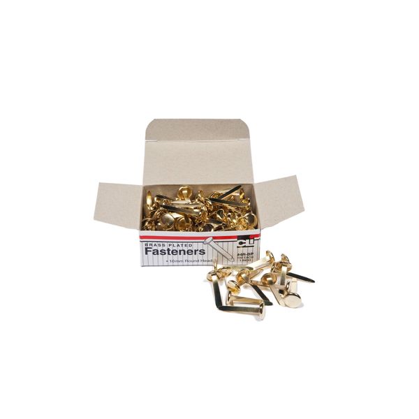 Charles Leonard Fasteners, Round Head, Brass Plated, 1 Inch Shank, 10 MM Head, 100-Pack (4R-BP)