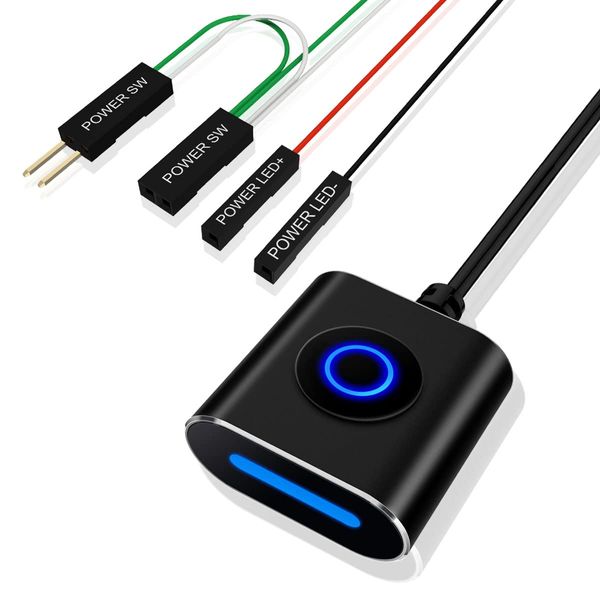 COOIDEA Desktop Computer Power Switch, PC Power Button External, Remote Boot External Extension Cable PC Motherboard Power On/Off Switch - 2.5M with Magnet
