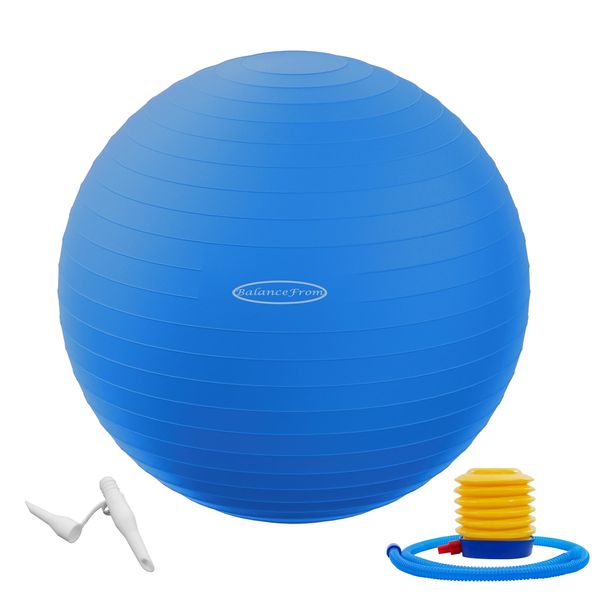 BalanceFrom Anti-Platz- und Rutschfester Gymnastikball Yoga-Ball Fitnessball Geburtsball mit Schnellpumpe, 0,9 kg Kapazität, blau, 48-55 cm, M