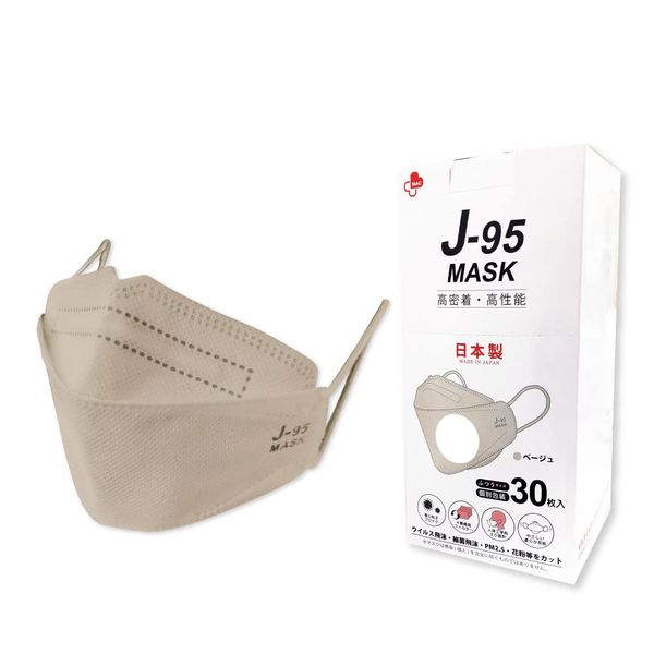 J-95MASK Medical Mask Class, Genuine Product, Made in Japan, JIS Standard, Non-woven Fabric, 30 Individually Packaged, Gentle on Skin, Easy to Breathe, Won't Stick to Makeup, Individually Packaged, Non-Woven Mask, Complexion Mask, New Model of JN95MASK, B