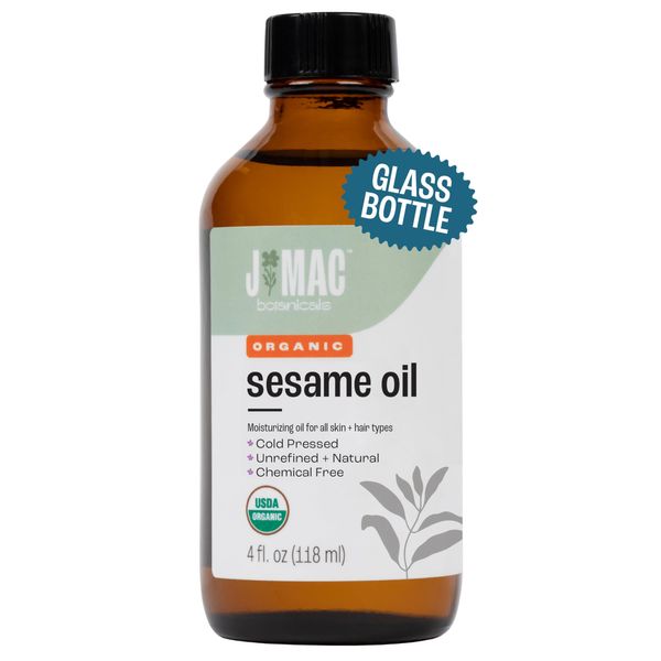 J MAC BOTANICALS Organic Sesame Oil Glass bottle