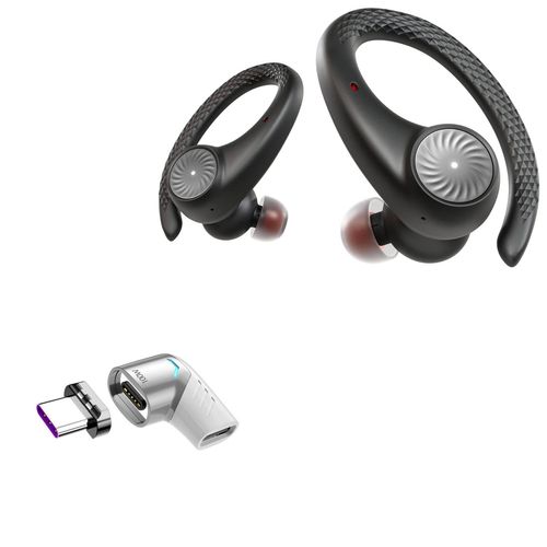 BoxWave Adapter Compatible with Tribit MoveBuds H1 - MagnetoSnap PD Angle Adapter, Magnetic Charging Connector Device Saver - Metallic Silver