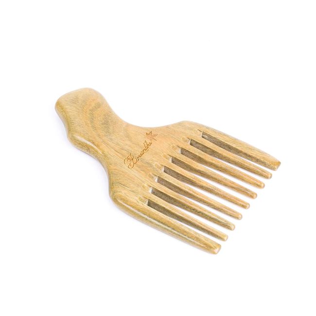 Breezelike Wooden Hair Pick - Natural Wide Tooth Wood Comb for Curly Hair - No Static Sandalwood Wooden Comb for Detangling