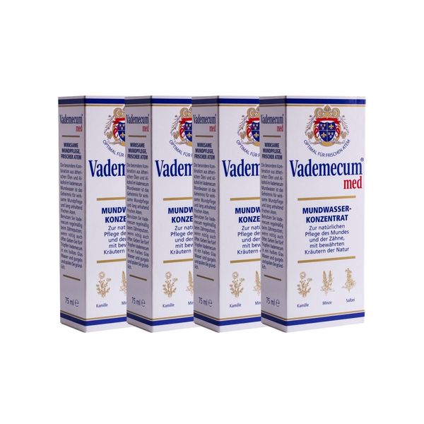 4x VADEMECUM MED Mundwasser Konzentrat 75ml PZN: 3022663 Natur, Original