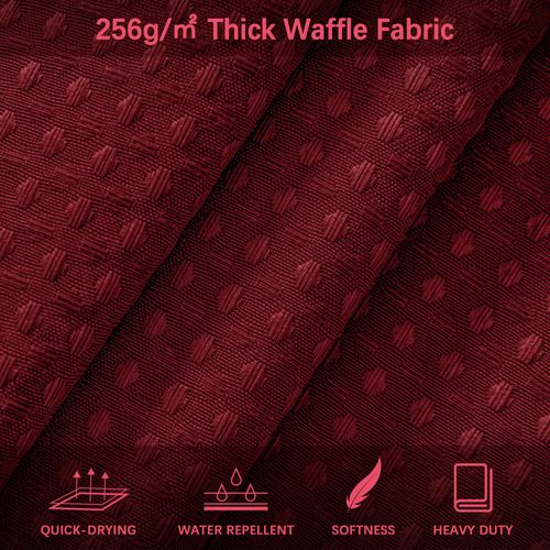 Extra Long Shower Curtain - 84 Inch Waffle Weave Weighted Thick Cloth Bathroom Shower Curtain, Wine Heavy Duty Hotel Bath Curtain Set with 12 Metal Hooks, 72x84 Burgundy