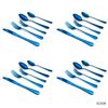 20 Piece Blue Silverware Cutlery Set Reflective Stainless Steel Flatware