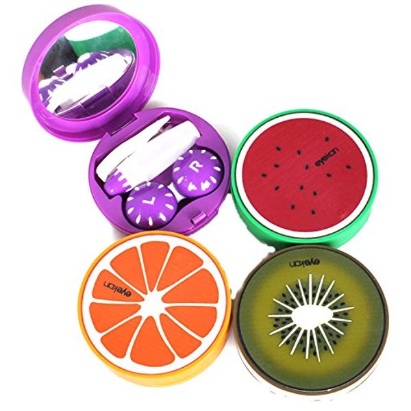 DCMA Glasses Contact Lens Case Set Tweezers Oil Case Mirror Fruit Design Kiwi Watermelon Orange Pineapple 1 Piece Fun Pattern