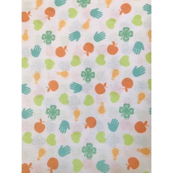 4-H Club 100% Cotton Fabric BTY 36”x44” Clover Head Heart Hands Health 4H New