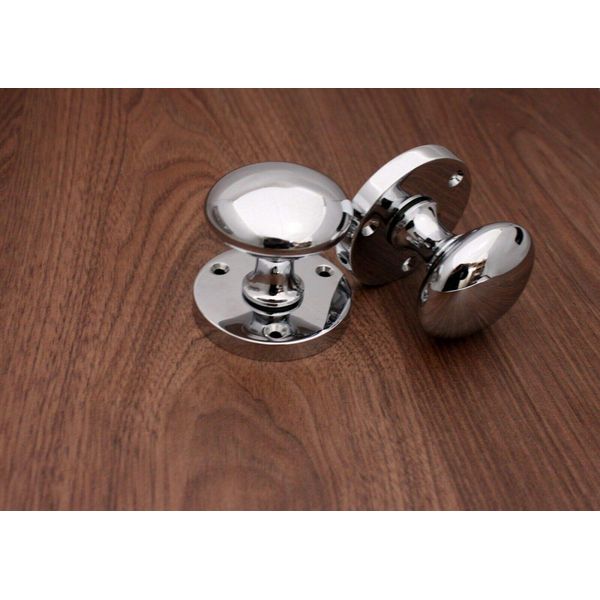 Infinity Decor Solid Brass Victorian Round MORTICE Latch Door KNOBS Pull Handles Set (Polished Chrome)