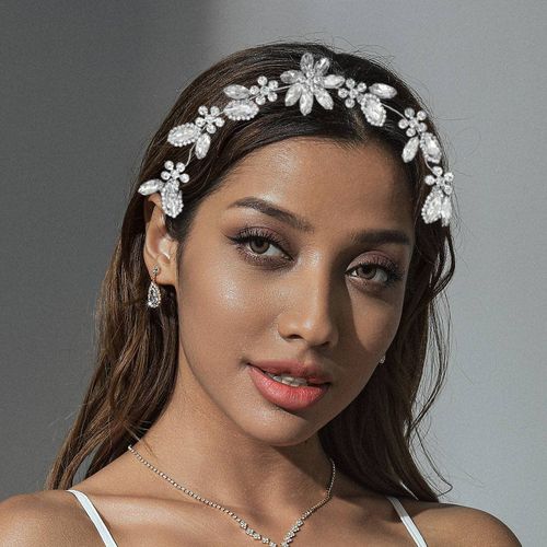 HEREAD Hearead Crystal Bride Wedding Hair Vine Silver Rhinestones Headpiece Bridal Headband Hair Accessories for Women and Girls