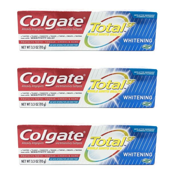 Colgate Total Whitening Toothpaste Gel, 3.3 oz (Pack of 3)