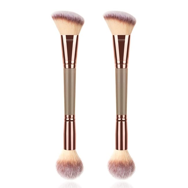 LEEQ bronzer pinsel - 2Pcs Der magische Puder Pinsel für Dein Gesicht, Allrounder Make up Pinsel - Perfekt für Blush, Bronzer, loses & gepresstes Puder