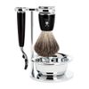 MÜHLE RYTMO Black 4-Piece Pure Badger 3-Blade Razor Modern Luxury Wet Shaving Set - Perfect for Every Day Use, Barbershop Quality Close Smooth Shave
