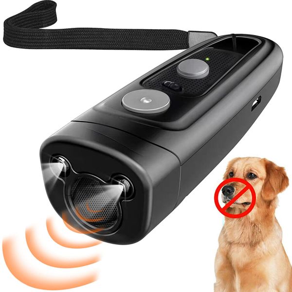 Ultrasonic Dog Anti-Bark Device 2in1 Rechargeable Barking Control Training Tool