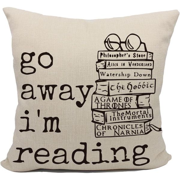 Funny Quotes Go Away I'm Reading Throw Pillow Case, Gift For Book Lo