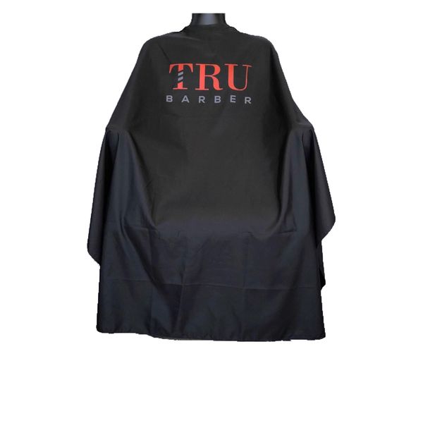 TRU BARBER Silicone neck cape, 100% Polyester, light weight cape and Waterproof, Professional Cape with Snap Closure Hair Salon Cutting Cape, Barber Cape, Barbershop cape, 50" x 58” (Blak/Red)