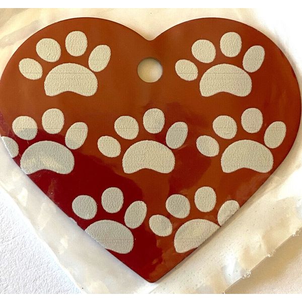 WHITE PAWS PERSONALIZED LARGE RED HEART PET ID TAG