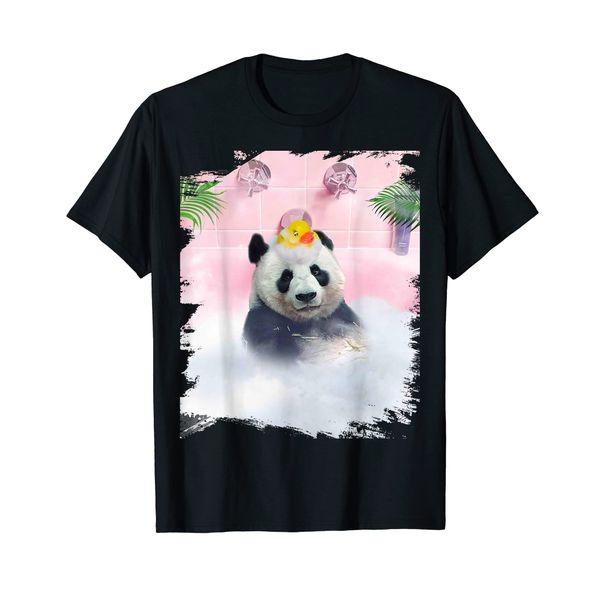 Cute Self-Care Bathing Panda Palm Bath T-Shirt