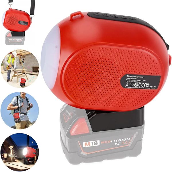 Portable Speaker Bluetooth Player Loudspeaker For Milwaukee 18V Li-ion Battery