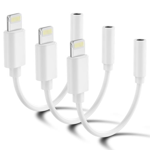 [Apple MFi Certified]3 Pack iPhone Headphone Adapter,Lightning to 3.5 mm Headphone/Earphones Dongle Jack Adapter Audio Aux Cable Converter Compatible with iPhone14 13 12 11 XS XR X 8 7 Support All iOS
