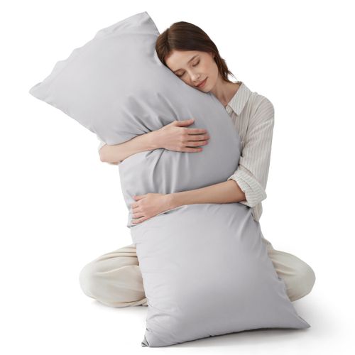 Bedsure Body Pillow Cover - Light Grey Long Cooling Pillow Cases, 100% Rayon Derived from Bamboo, Cool Body Pillowcase with Envelope Closure for Women, Men, 1 Pack, 20x54 Inches