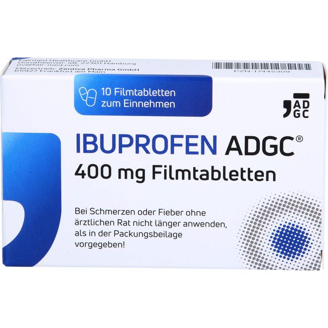 Ibuprofen ADGC 400 mg Filmtabletten bei Schmerzen oder Fieber, 10 St. Tabletten