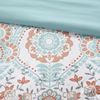Ergode Boho Comforter Set with Bed Sheets - Aqua/Orange Global Pattern, Oeko-TEX Certified, Treatment, Shams & Pillow