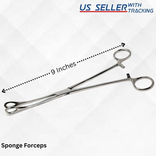 NEW HIGH GRADE BODY PIERCING Forceps Hemostat SPONGE CLAMP  9 "CURVED