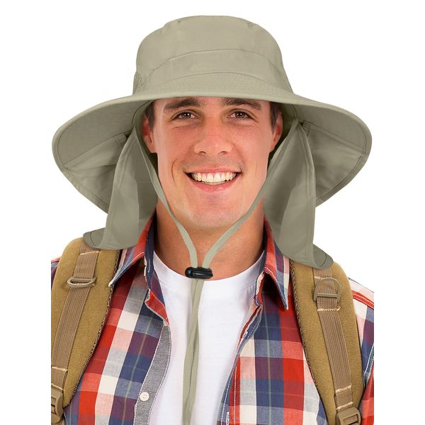 Catalonia Sun Hat for Men,Outdoor Wide Brim Hat with Neck Flap Cover for Fishing Hiking Safari Gardening