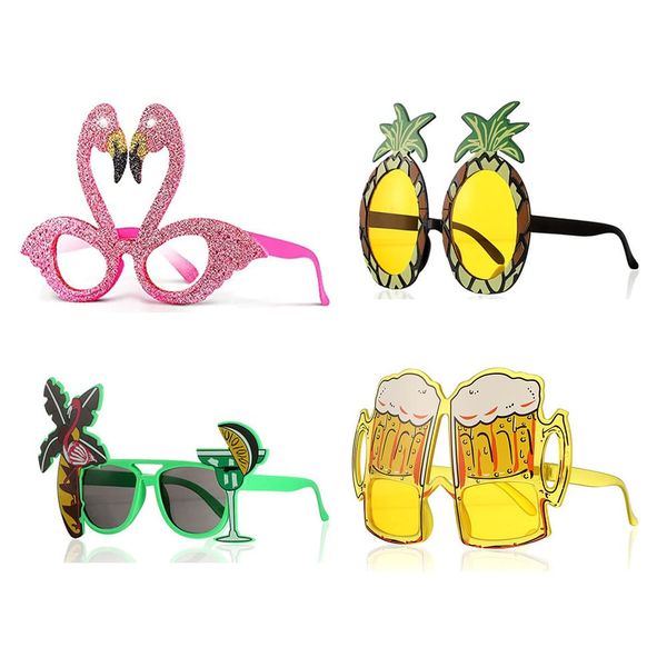 [JUTOSU] Novelty Party Sunglasses Fun Glasses Beach Party Sunglasses Hawaiian Pineapple Sunglasses Summer Favorites Makeup Party Supplies Photo Props Suitable for Kids and Adults Set of 4