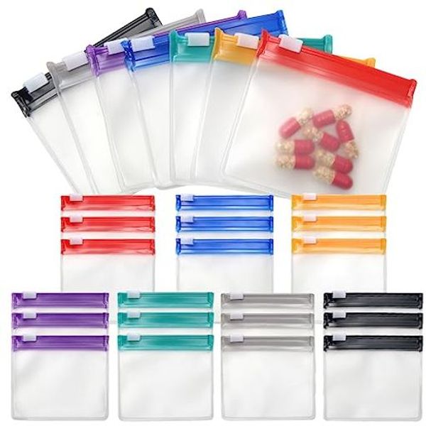 ANGLECAI Pill Pouch Bag with Zipper Reusable Medication Pill Pouch Small Clear Plastic Pill Bag Organizer Self Seal Travel Pill Packets with Slide Lock for Medicine Storage