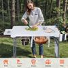 Folding Fish Cleaning Table with 2 Sink 42.6'' L Camping Table with Faucet White