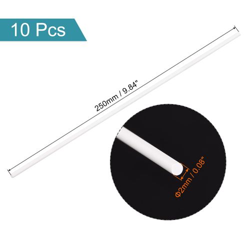 MECCANIXITY ABS Plastic Rod Round Solid White Bar 2mmx250mm for DIY Model Material, Architectural Model Making, DIY Sand Table, Pack of 10