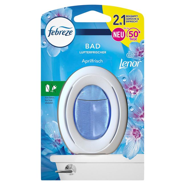 Febreze Bad Lufterfrischer Lenor Aprilfrisch, 1 Stück, WC Duft, Duftstecker zur kontinuierlichen Geruchsbekämpfung und -verhinderung