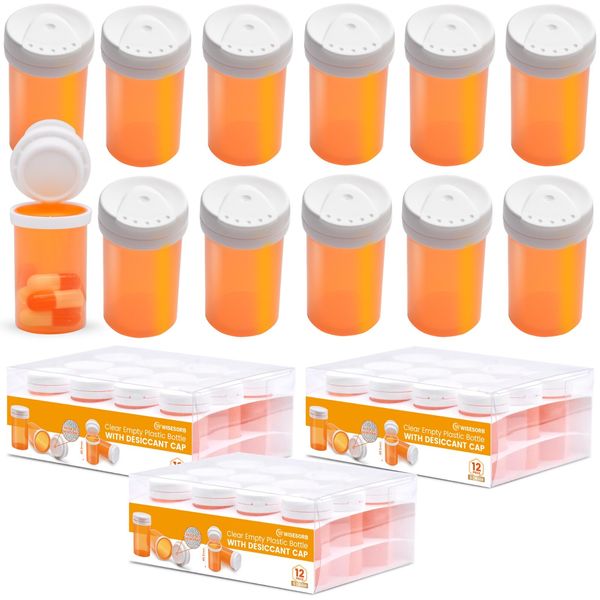 6 Dram 36pcs Empty Pill Bottles with Desiccant Caps Pharmacy Vial Container