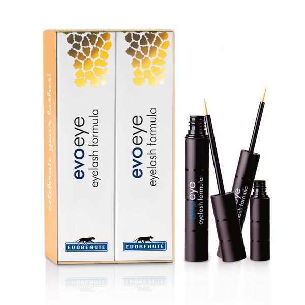 EVOBEAUTÉ Vorteils-Set evoeye Eyelash Formula 3ml + 1ml I Wimpernserum für lange & volle Wimpern in 6-8 Wochen I Lash Serum I Wimpern Serum mit revitalisierenden Peptiden