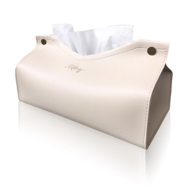 Rilmy-Fashionable Tissue Case - Tissue Cover - Leather Tissue Case - Scandinavian Interior - Korean Interior - Fashionable - Faux Leather - Synthetic Leather (Milky Ivory)