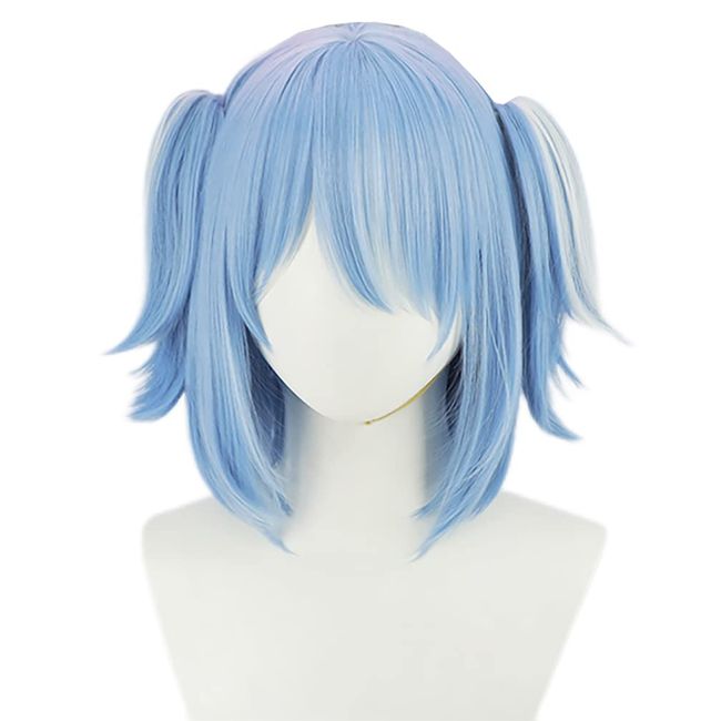 Cosplay Wig, Toda Pekora Blue White Gradient Heat Resistant Wig Wig (Bob (No Ears))