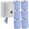 Centerfeed + 6 Rolls Paper Centre Pull Feed Dispenser White Wall Mounted