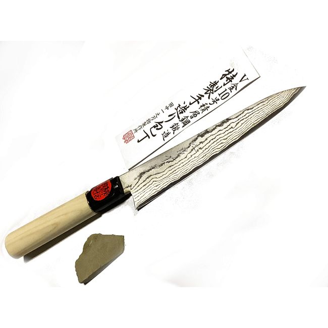 Tanaka Kazuyuki Cutlery Seisakusho (Seiki Maku) V Gold No. 10 Laminated Steel (Petty Knife: 5.9 inches (150 mm), Japanese Style P Handle, Natural Whetstone Piece Included