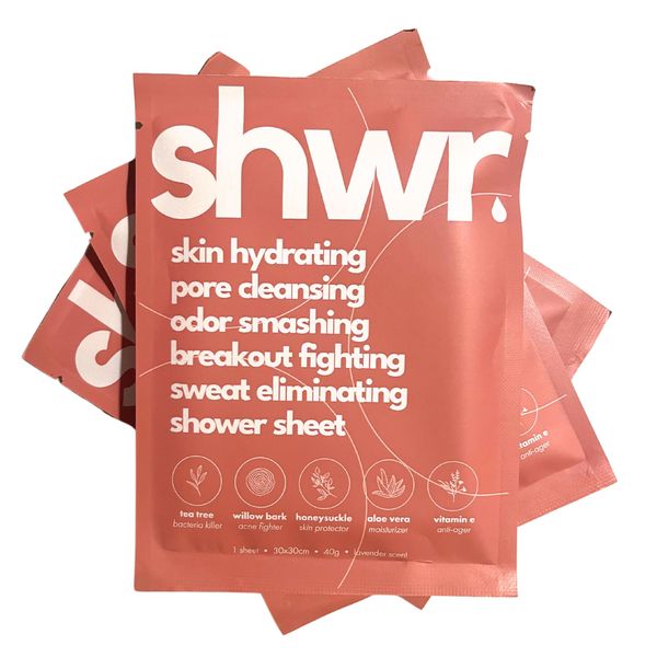 Shower Sheet Body Wipe, Individually Wrapped, Extra Large 12"x12", Pack of 15, for Gym Bag or Day Pack