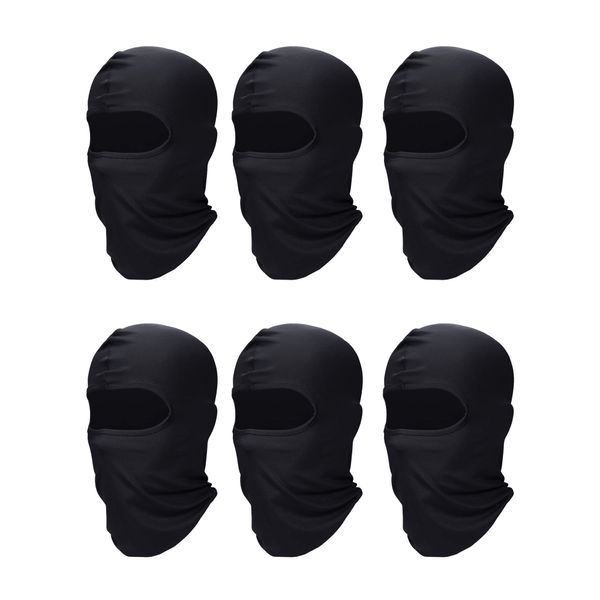 SATINIOR 6 Pieces Face Balaclava Ski Mask Cover Ice Silk UV Protection Full Face Cover for Women Men Outdoor Sports (Black)