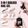 TOMICCA 5 in 1 Builder Nail Gel- 15ML Builder Base Strengthening nude Nail Gel for Hard Strong Nails Tips & Extensions, UV Nail Gel Polish for Nails Repair, Nail Art Supplies Easy to Shape(nude)