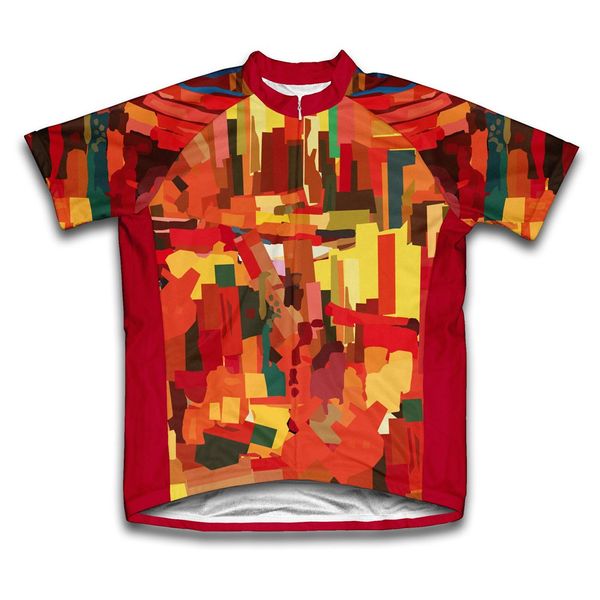 ScudoPro Orange Abstract Short Sleeve Cycling Jersey for Women - Size XS