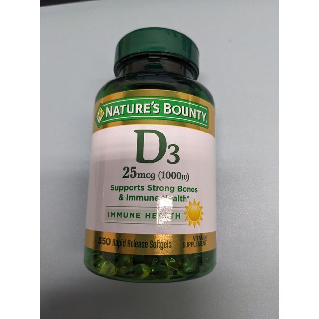 Nature's Bounty Vitamin D3 25 mcg 1000 IU, 350 Rapid Release Softgels