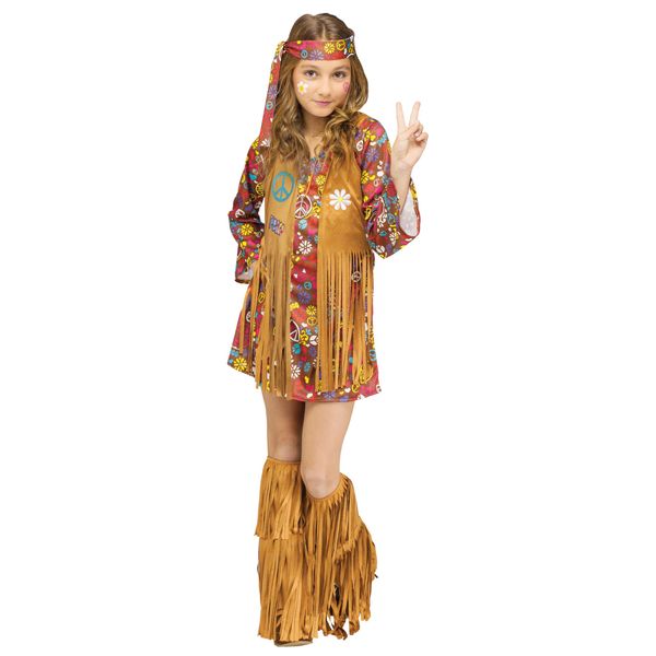 Fun World Peace & Love Hippie Costume, Medium 8-10, Multicolor