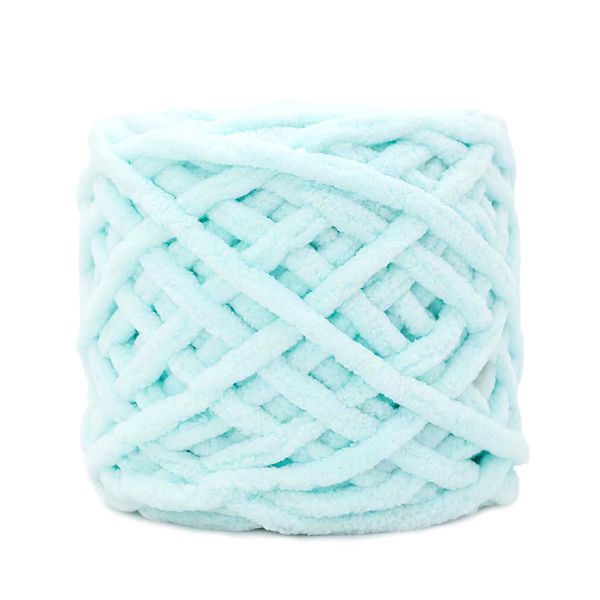 Arm Knitting Yarn, Soft Ice Strip Crochet Yarn Chunky Woven Knitting Yarn for Weave Blanket Slipper(Light Blue)