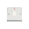 20 A Double Pole Classic Chrome Polished White Insert Plastic Rocker Switch with Neon Indicator