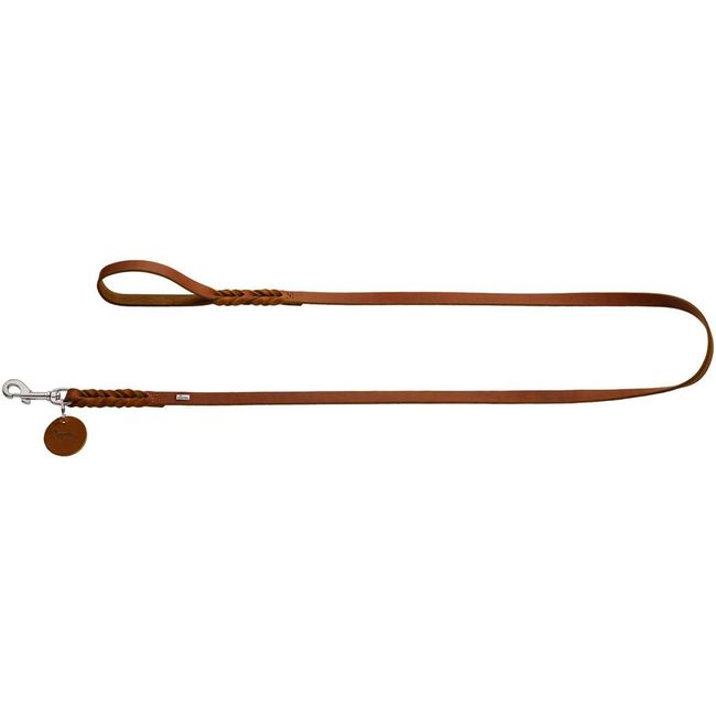 HUNTER Leash Solid Education, 11/200 Soft genuine cow leather, cognac