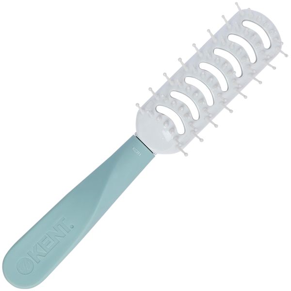 Kent KCR1 "Create" Vented Hair Brush for Blowdrying, Creating Root Lift, and Volume in All Hair Types - Small Vent Brush with Green Ergonomic Handle and Soft Ball Tipped Bristles for Pain Free Use